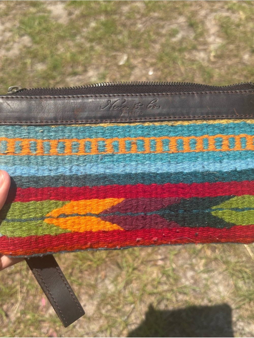 Nena & Co. Mexico Textile Clutch Leather Wristlet